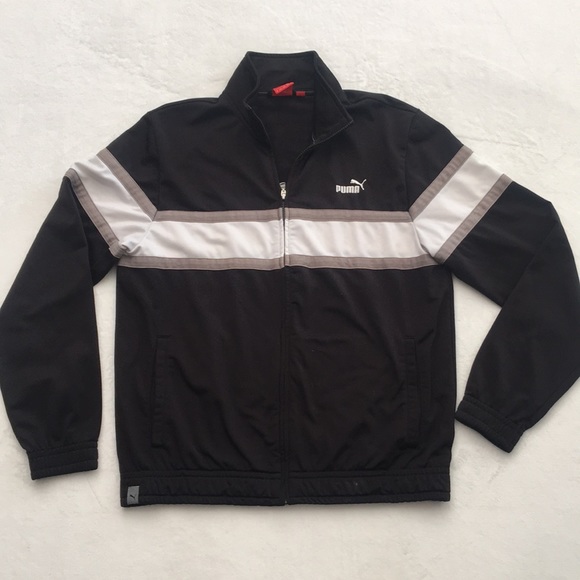 Puma Other - Puma Full Zip Black White & Gray Sweater Medium